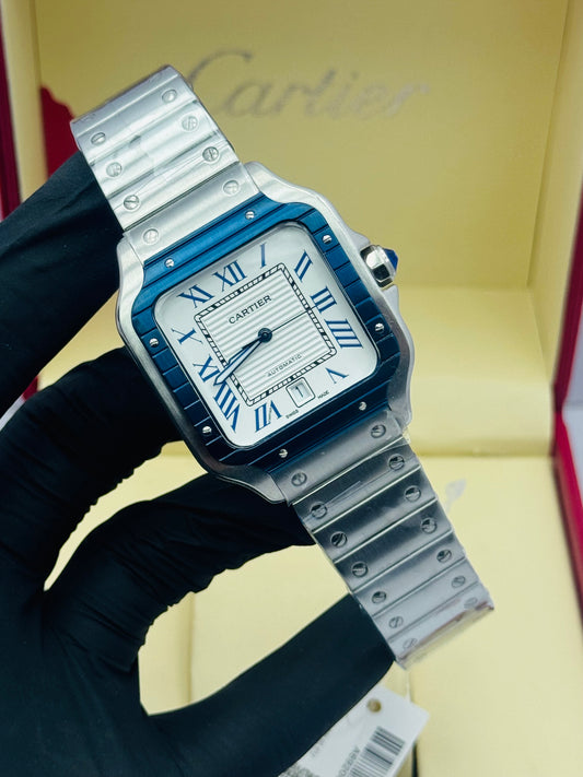 CARTIER SANTOS SHADED BEZZLE AUTOMATIC MODEL