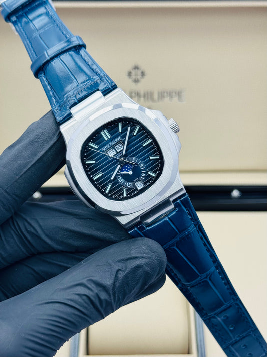 PATEK PHILLIPE MOONPHASE CALENDAR AUTOMATIC MODEL IN LEATHER STRAPS