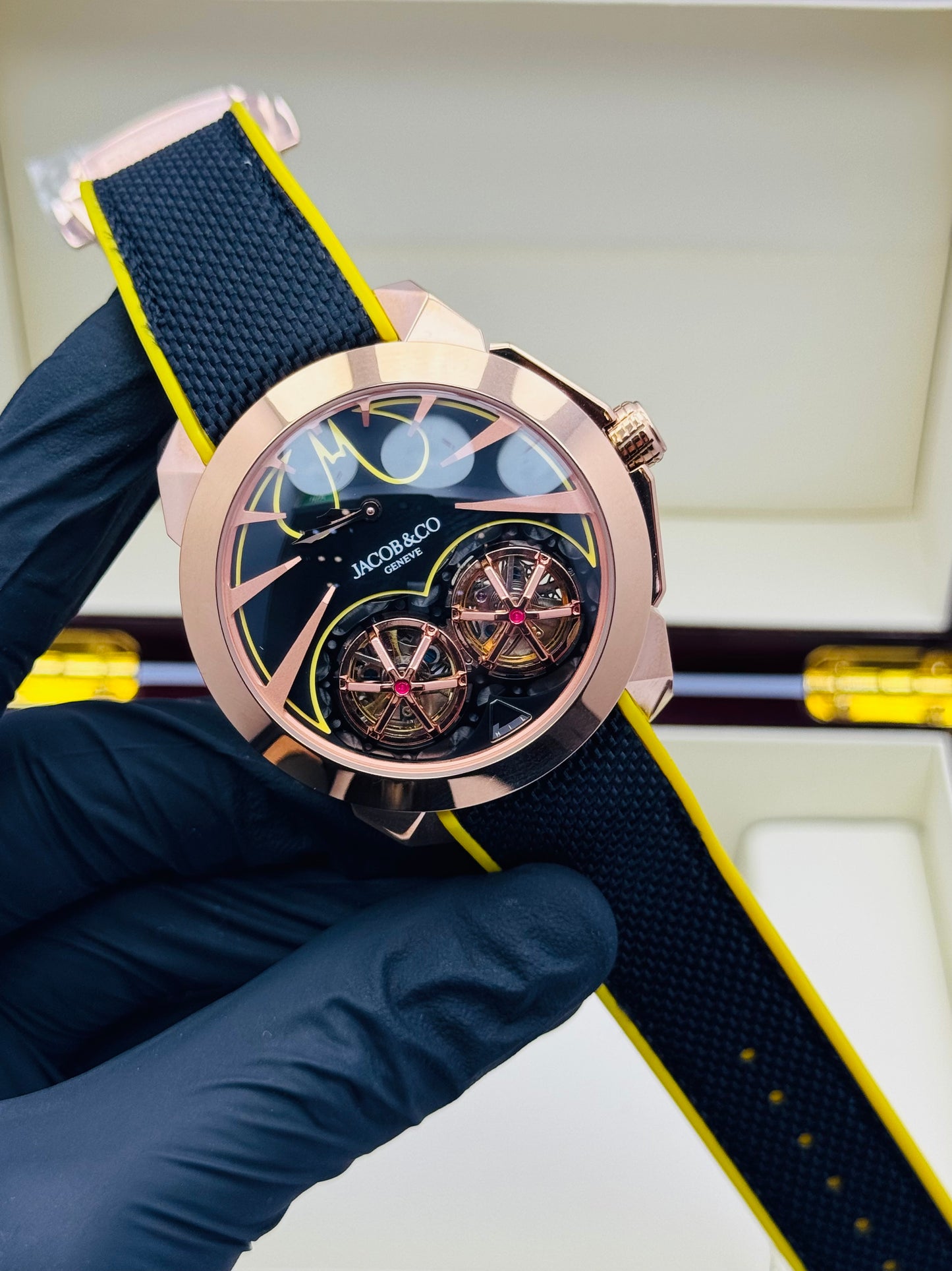 JACOB & CO. GOTHAM CITY BATMAN EDITION (Yellow With RoseGold Combo)