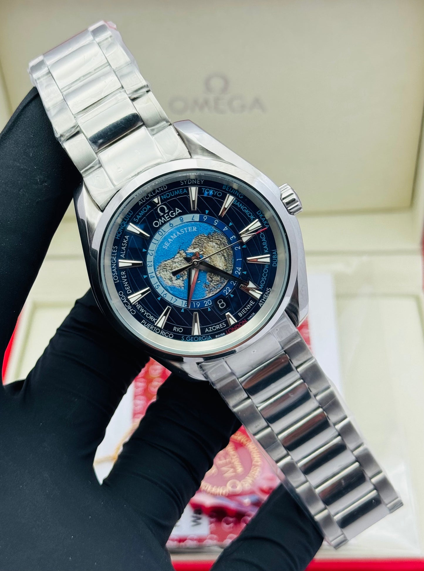 OMEGA SEAMASTER WORLDMAP EDITION IN CHAIN