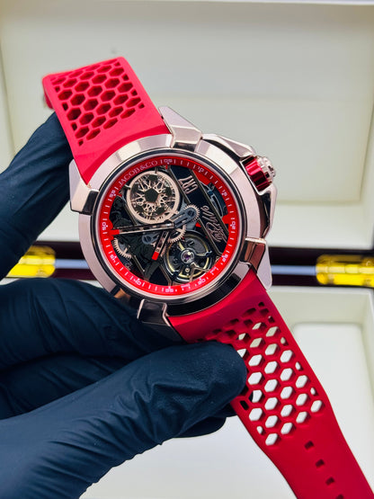 JACOB & CO. CR7 RoseGold With Full Red Rubber Straps Automatic Model