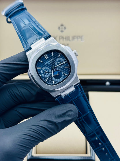 PATEK PHILLIPE THREE CHRONOGRAPHS CALENDAR AUTOMATIC MODEL IN LEATHER STRAPS