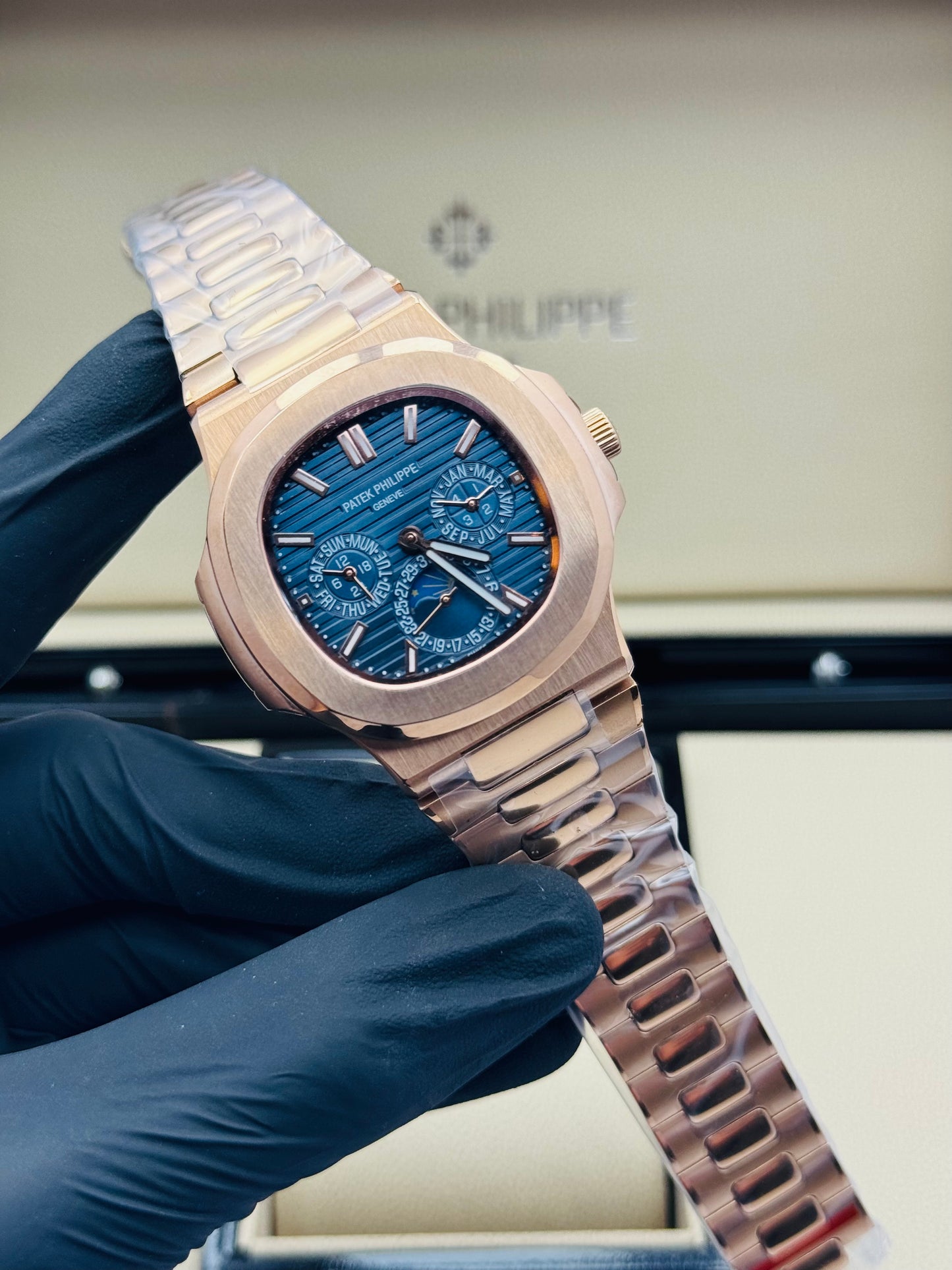 PATEK PHILLIPE THREE CHRONOGRAPHS CALENDAR AUTOMATIC MODEL ROSE GOLD