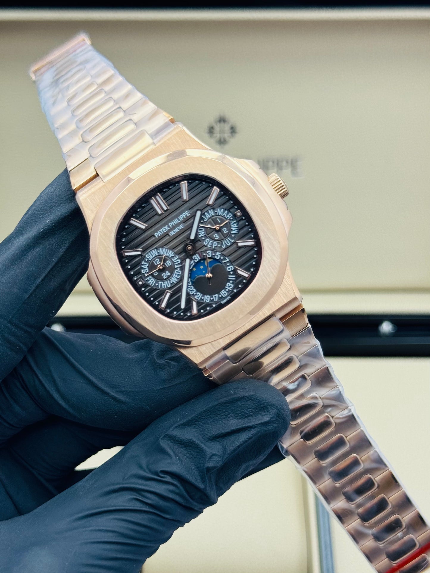 PATEK PHILLIPE THREE CHRONOGRAPHS CALENDAR AUTOMATIC MODEL ROSE GOLD