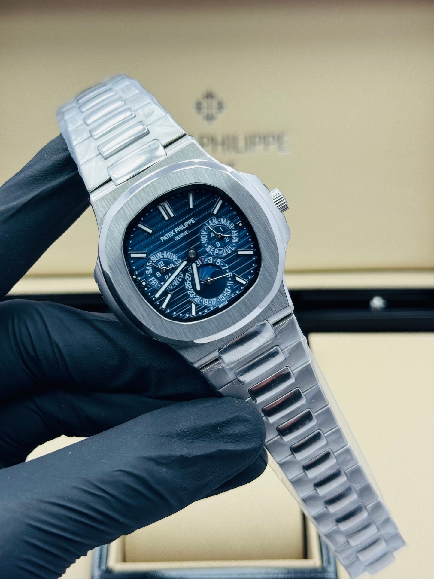 PATEK PHILLIPE THREE CHRONOGRAPHS CALENDAR AUTOMATIC MODEL SILVER