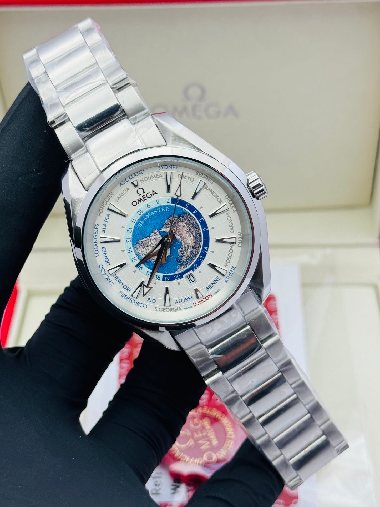 OMEGA SEAMASTER WORLDMAP EDITION IN CHAIN