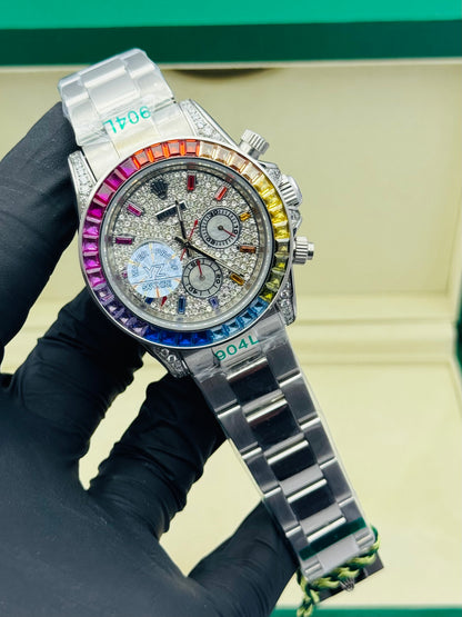 ROLEX RAINBOW DAYTONA ICED FACE MODEL IN CHAIN AUTOMATIC
