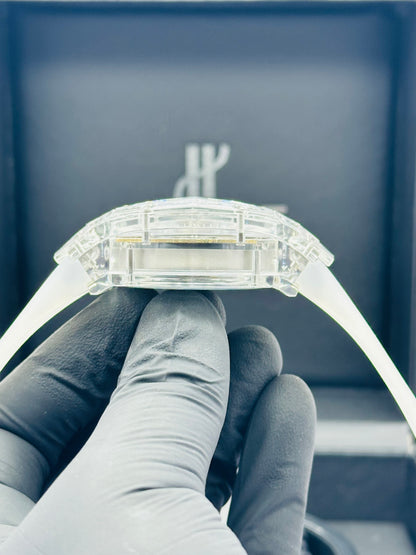 HUBLOT SANG BLEU SAPPHIRE MODEL ALL TRANSPARENT QUARTZ