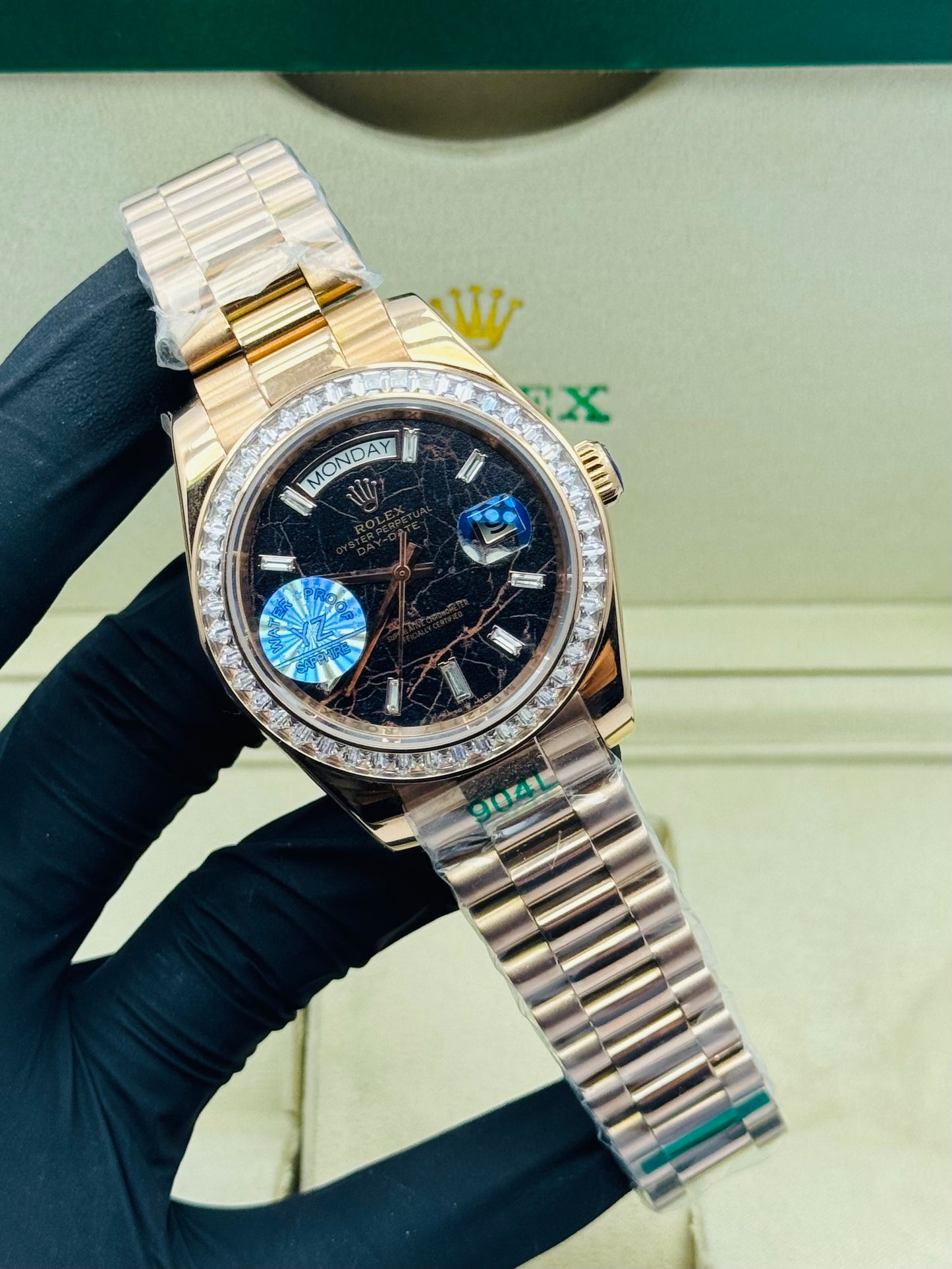 ROLEX DAY-DATE STONES EDITION ROSE GOLD CHAIN AUTOMATIC MODEL