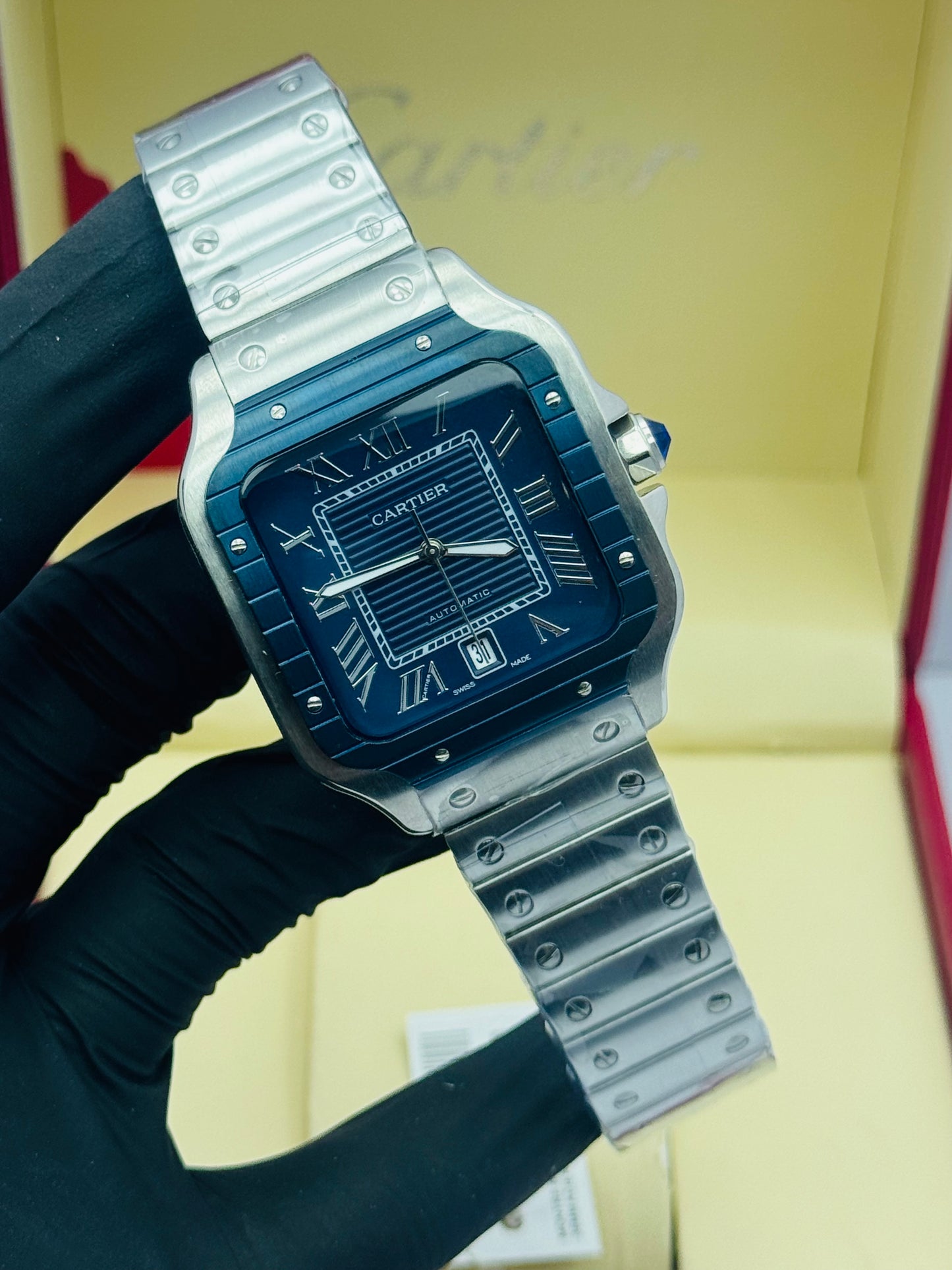 CARTIER SANTOS SHADED BEZZLE AUTOMATIC MODEL