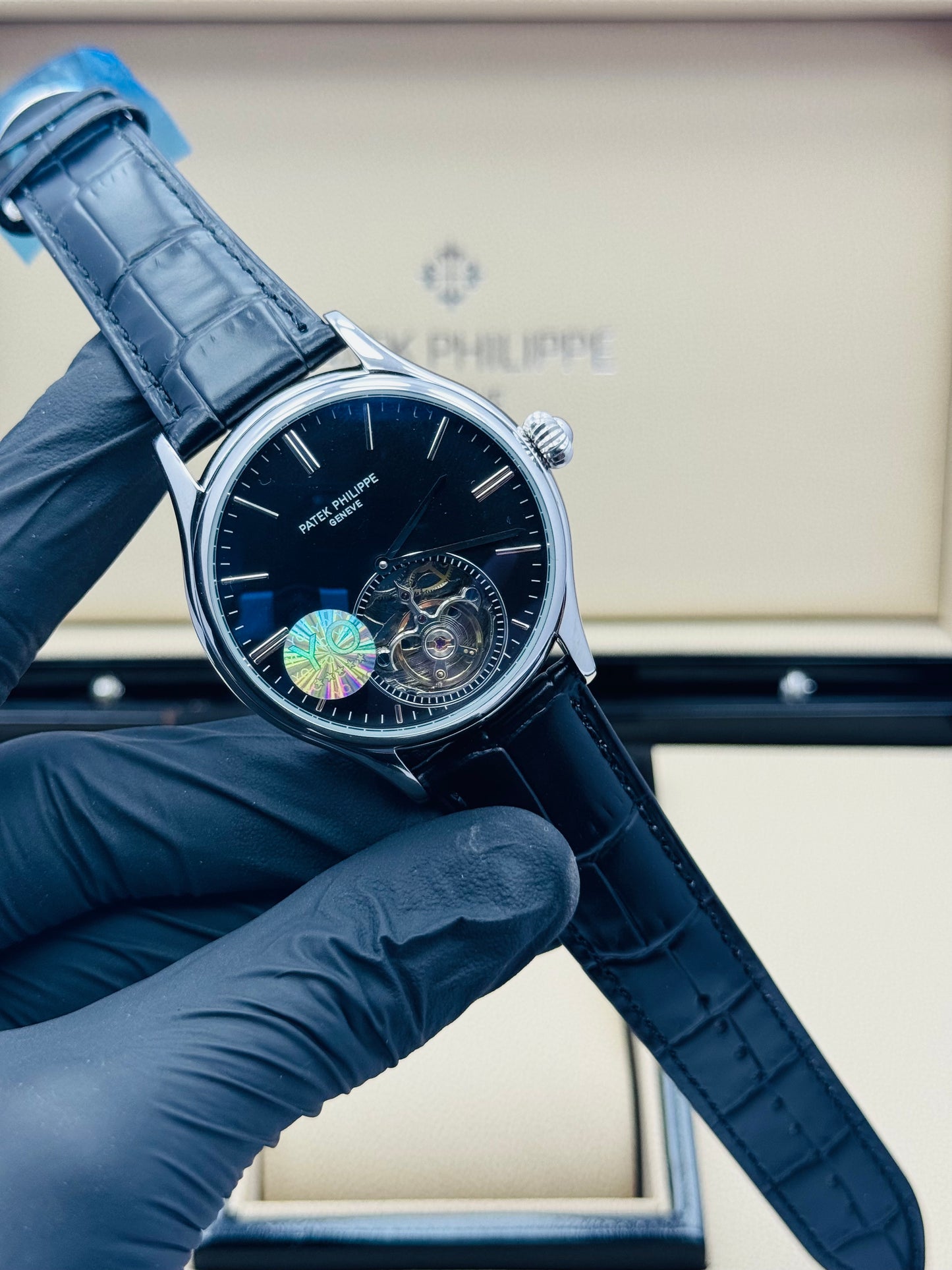 PATEK PHILLIPE TOURBILLION MODEL AUTOMATIC IN LEATHER STRAPS