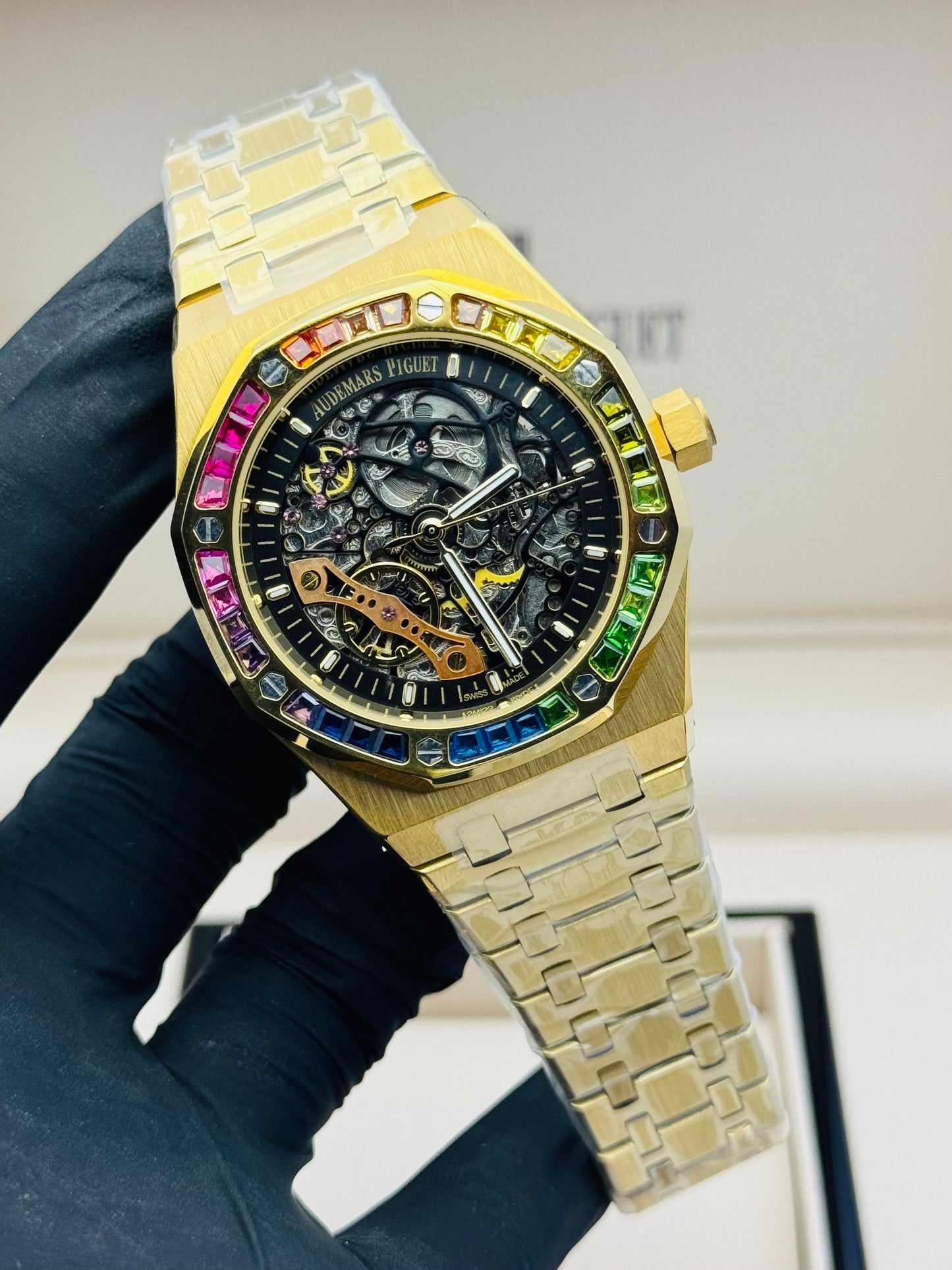 AP SKELETON RAINBOW STONES EDITION IN GOLDEN CHAIN AUTOMATIC