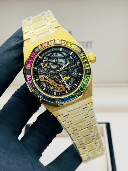 AP SKELETON RAINBOW STONES EDITION IN GOLDEN CHAIN AUTOMATIC