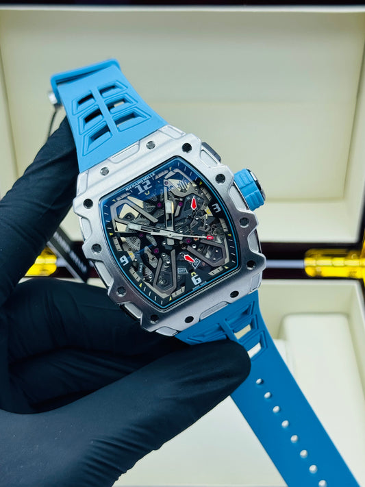 RICHARD MILLE X- PATTERN BLUE WITH SILVER RAFAEL NADAL AUTOMATIC EDITION.