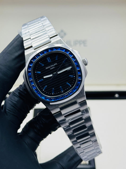 PATEK PHILLIPE RUBY STONES MODEL IN SILVER CHAIN AUTOMATIC