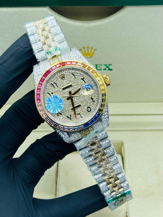 ROLEX FULL STONE RAINBOW STONES EDITION ARABIC DIAL MODEL AUTOMATIC