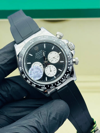ROLEX DAYTONA RUBBER STRAPS MODEL SILVER CASE AUTOMATIC