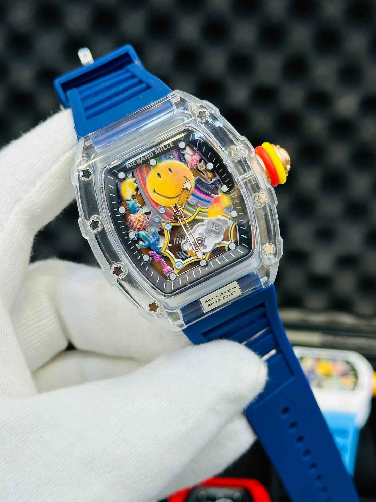 RM SMILEY EDITION TRANSPARENT CASE 2ND Grade Copy Quartz.