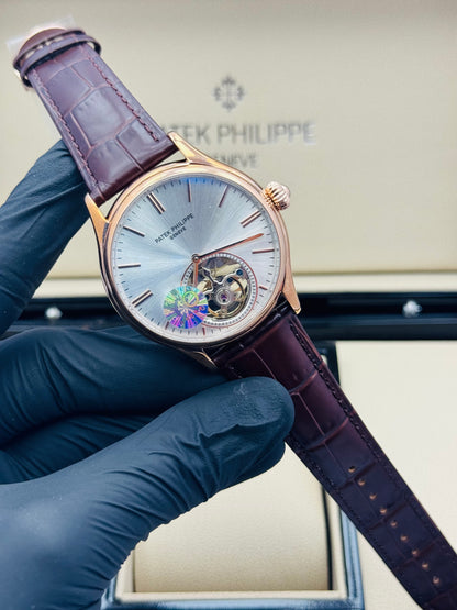 PATEK PHILLIPE TOURBILLION MODEL AUTOMATIC IN LEATHER STRAPS