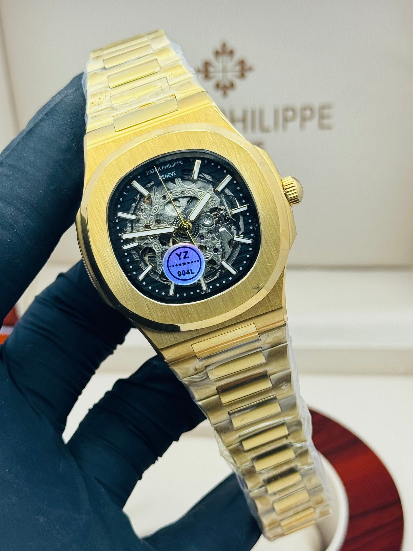 PATEK PHILLIPE NAUTILUS SKELETON MODEL GOLDEN AUTOMATIC