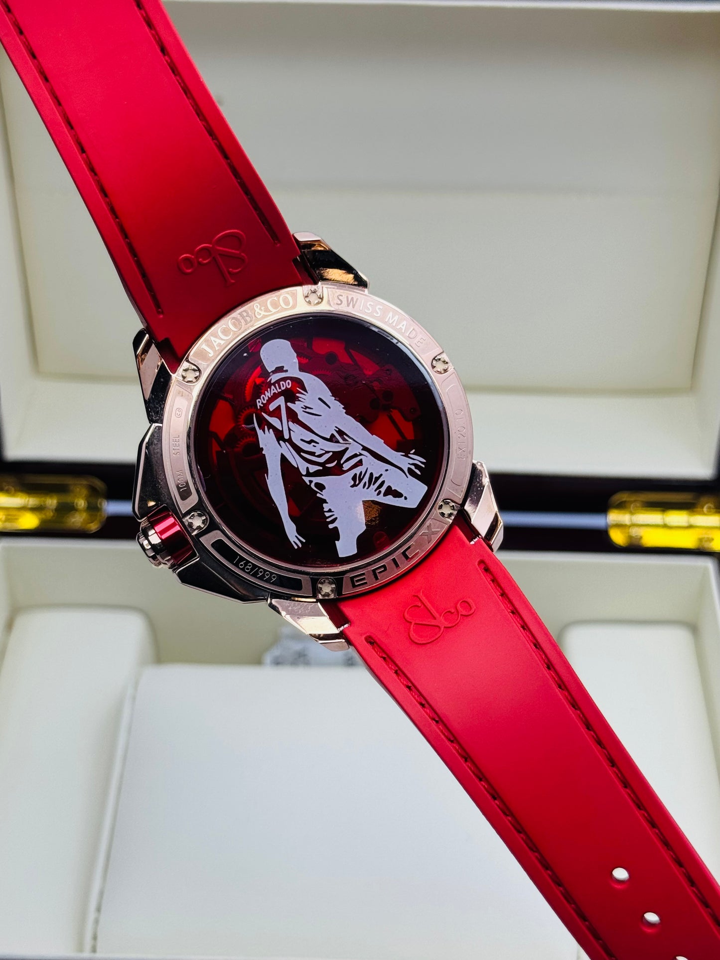 JACOB & CO. CR7 RoseGold With Full Red Rubber Straps Automatic Model