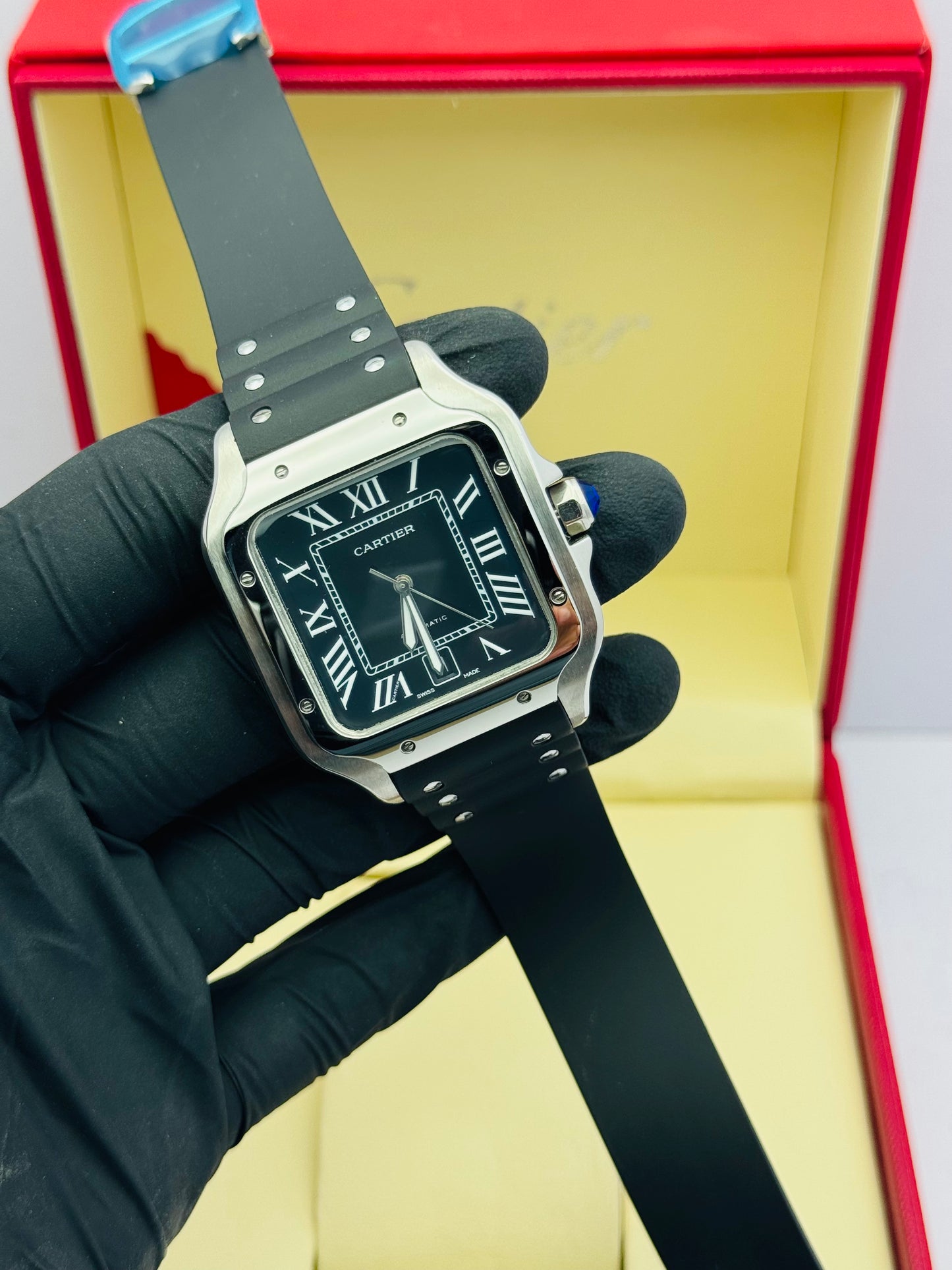 CARTIER SANTOS RUBBER STRAP MODEL AUTOMATIC