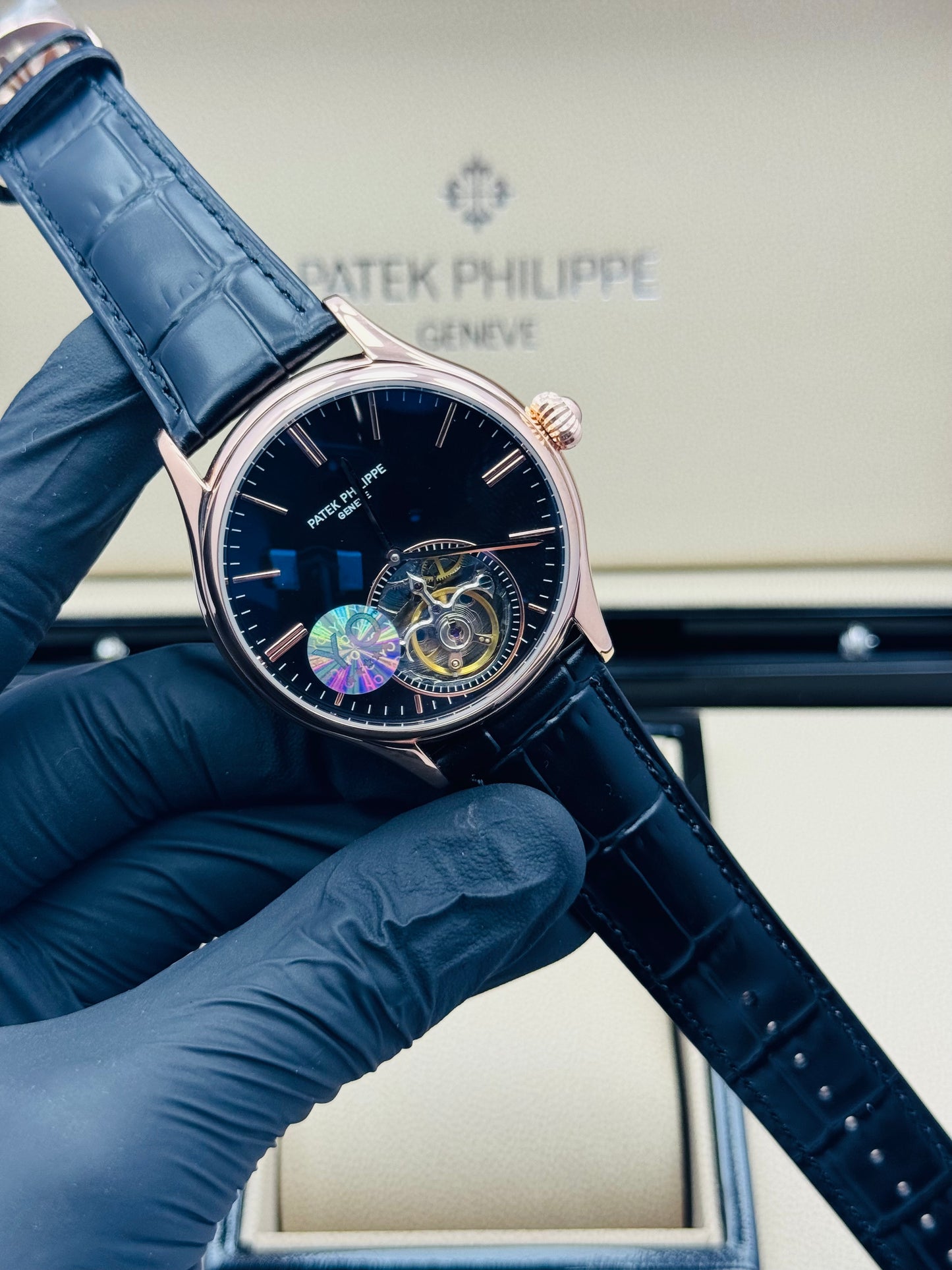 PATEK PHILLIPE TOURBILLION MODEL AUTOMATIC IN LEATHER STRAPS