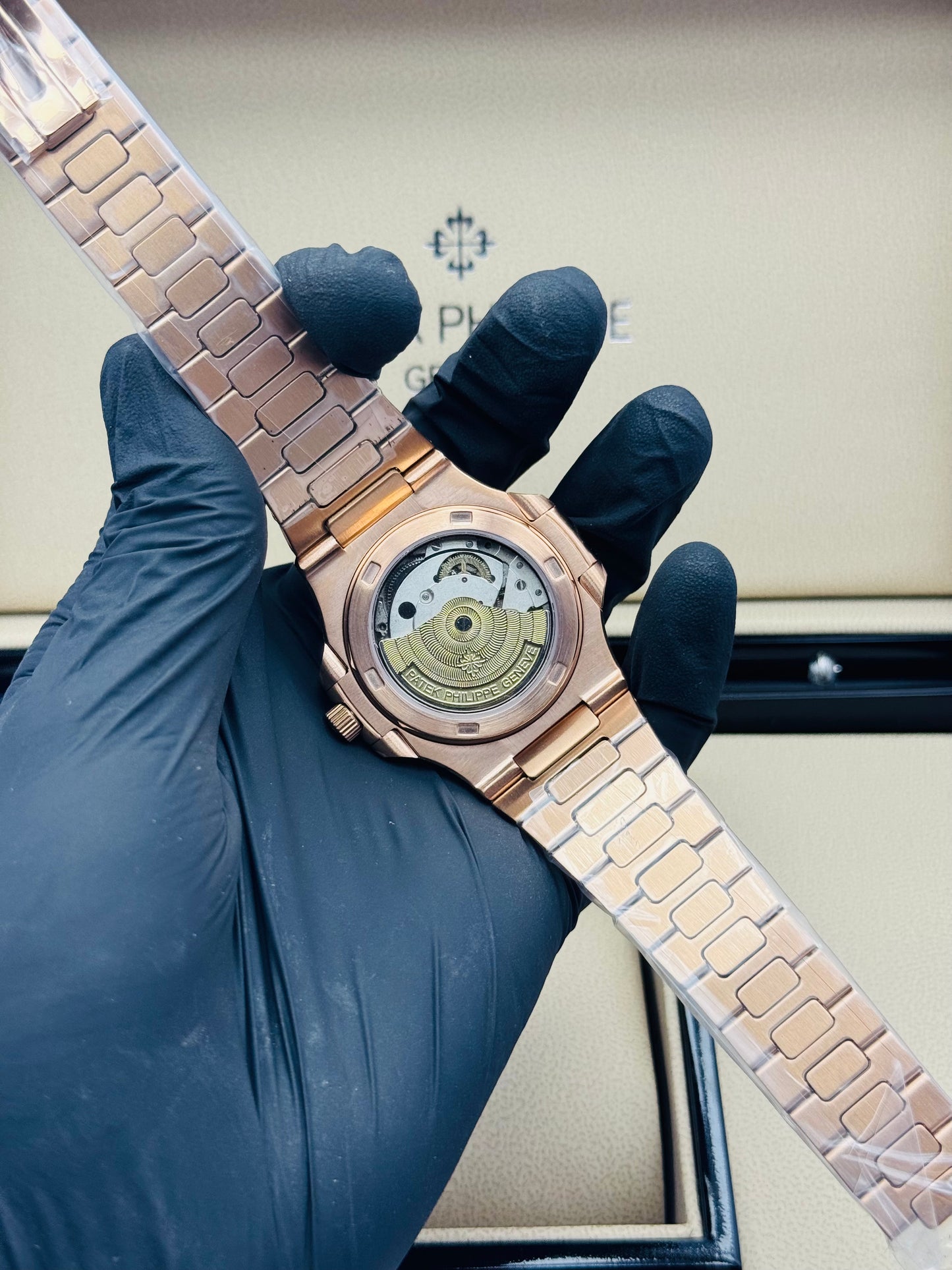 PATEK PHILLIPE THREE CHRONOGRAPHS CALENDAR AUTOMATIC MODEL ROSE GOLD