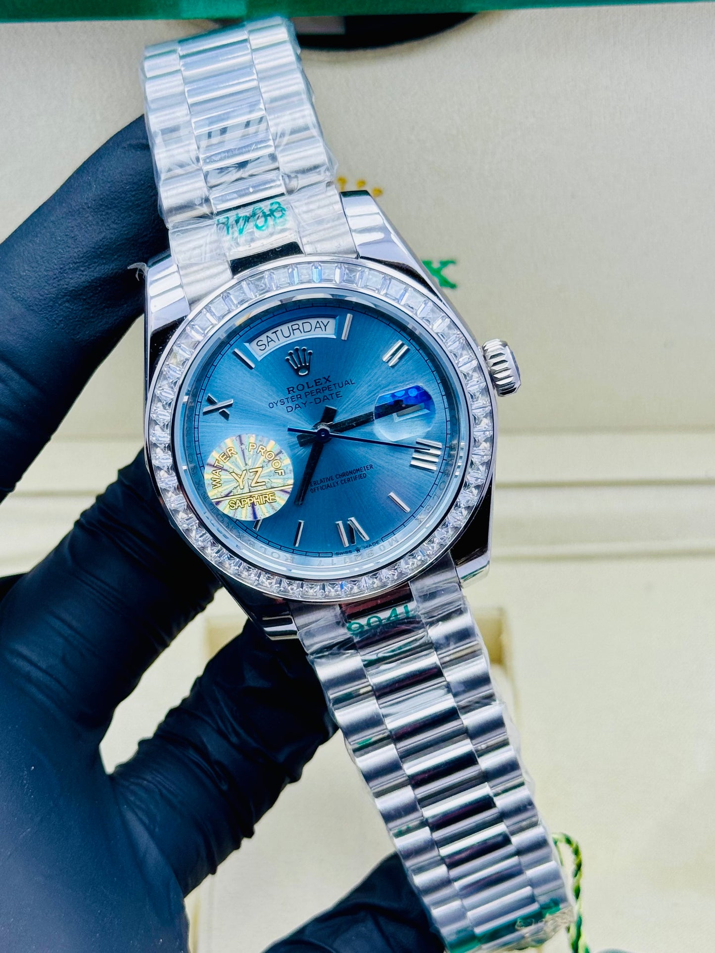 ROLEX DAY-DATE STONES EDITION IN SILVER CHAIN AUTOMATIC