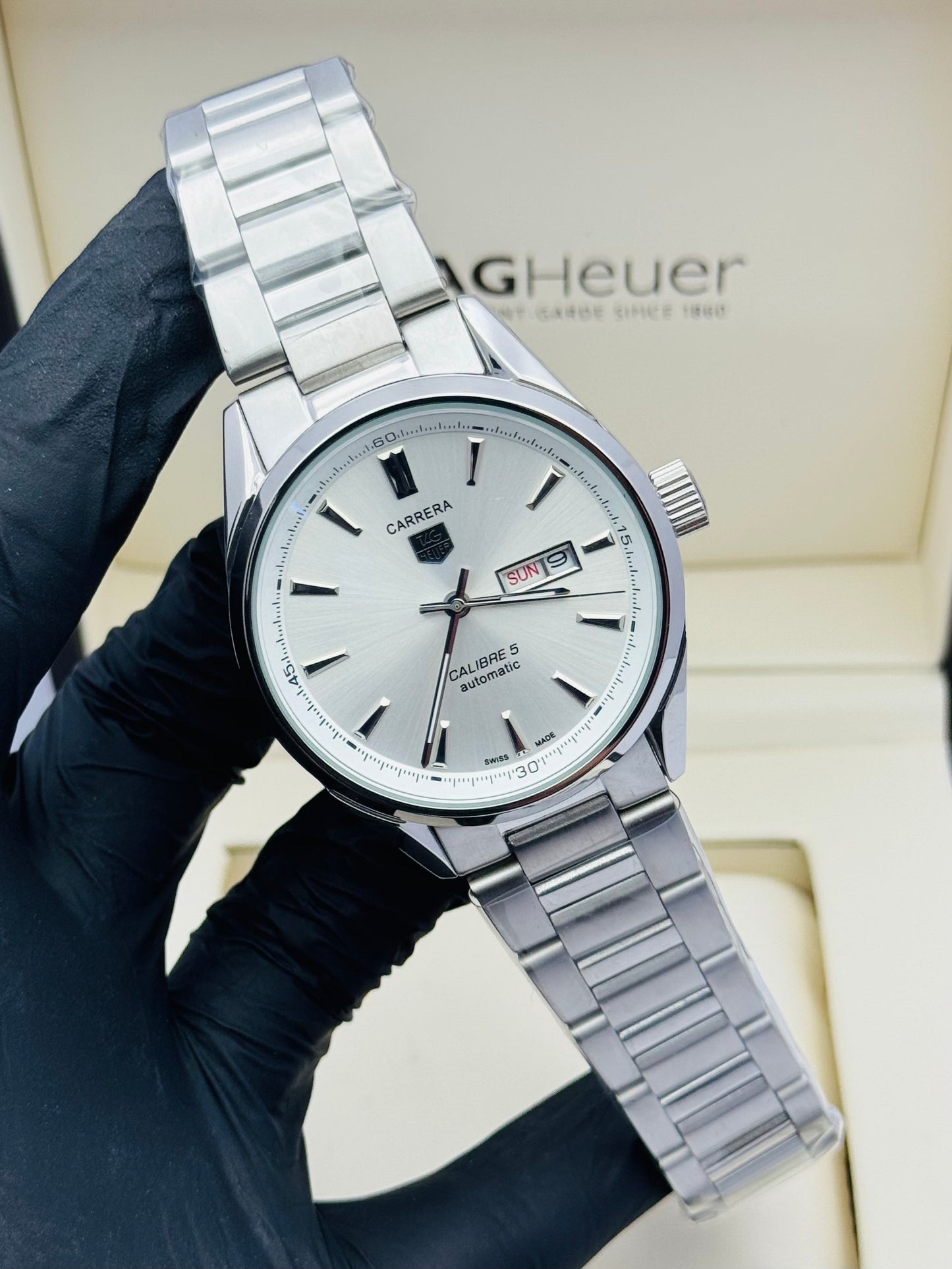 TAG HEURE CALIBRE 5 MODEL CHAIN SILVER AUTOMATIC