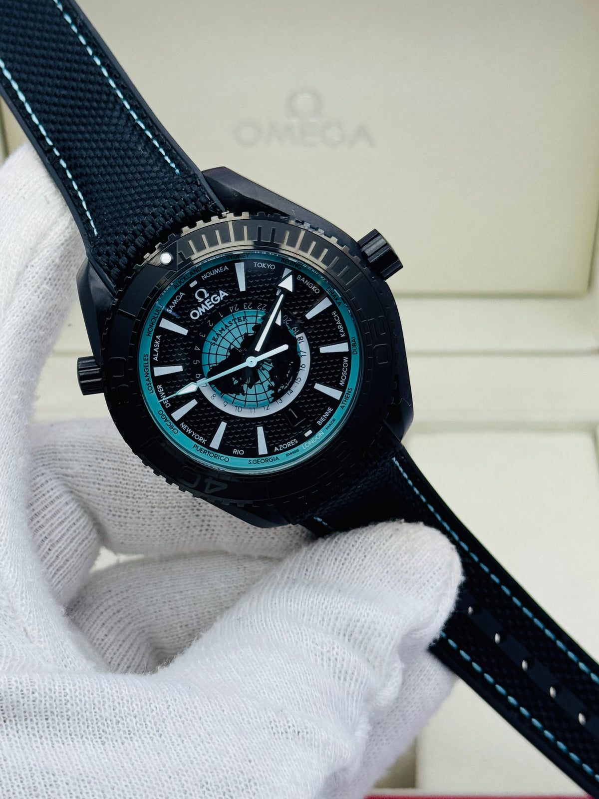 OMEGA GMT PLANET OCEAN CARBON EDITION AUTOMATIC MODEL