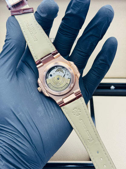 PATEK PHILLIPE THREE CHRONOGRAPHS CALENDAR AUTOMATIC MODEL IN LEATHER STRAPS