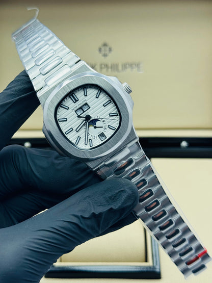 PATEK PHILLIPE MOONPHASE CALENDAR AUTOMATIC MODEL SILVER