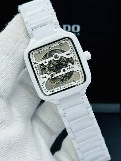 RADO SQUARE SHAPE ALL WHITE CERAMIC MODEL AUTOMATIC