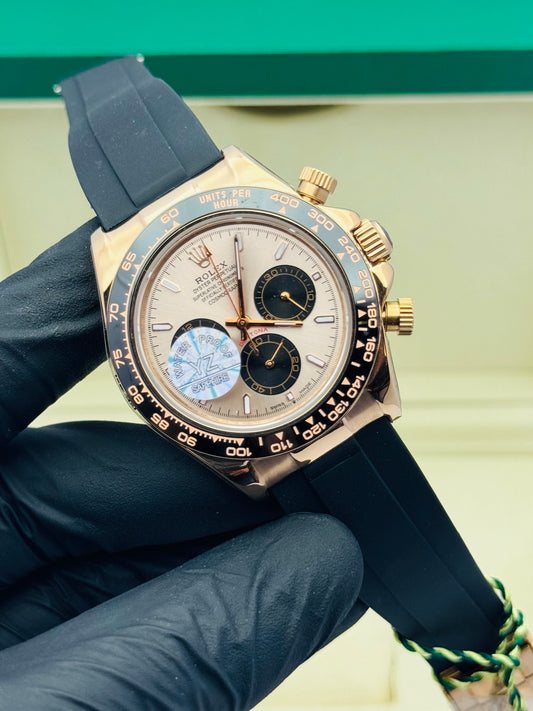 ROLEX DAYTONA RUBBER STRAPS MODEL ROSE GOLD CASE AUTOMATIC