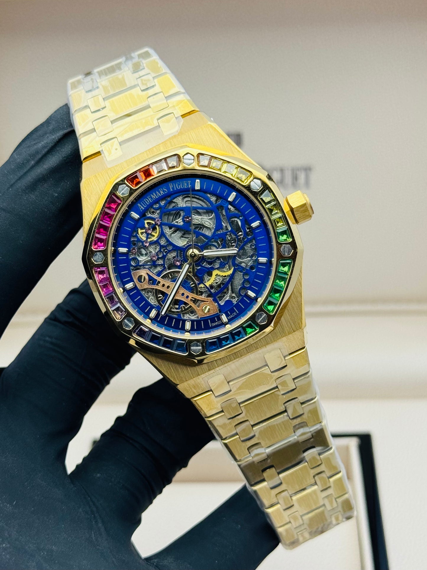 AP SKELETON RAINBOW STONES EDITION IN GOLDEN CHAIN AUTOMATIC