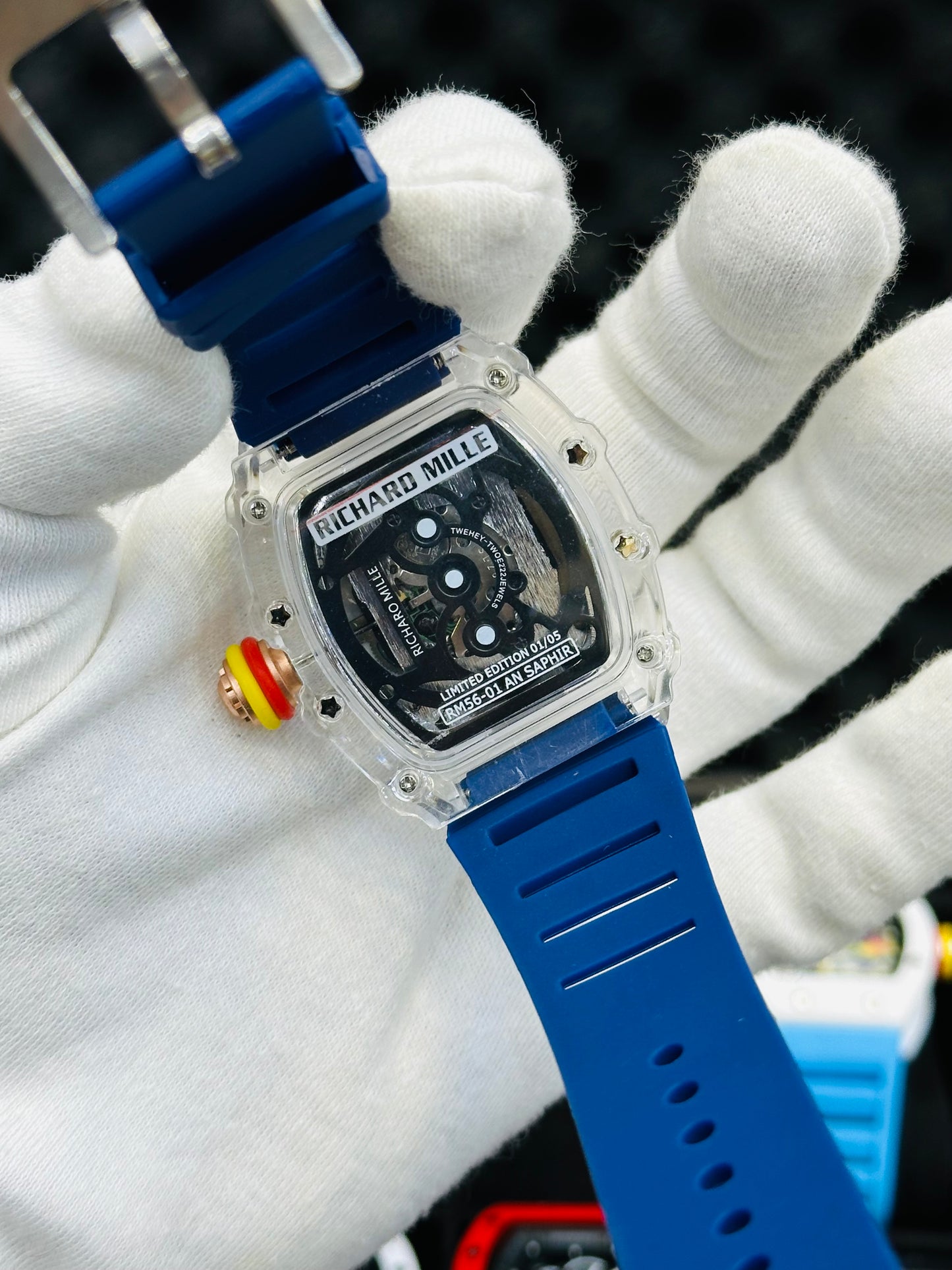 RM SMILEY EDITION TRANSPARENT CASE 2ND Grade Copy Quartz.