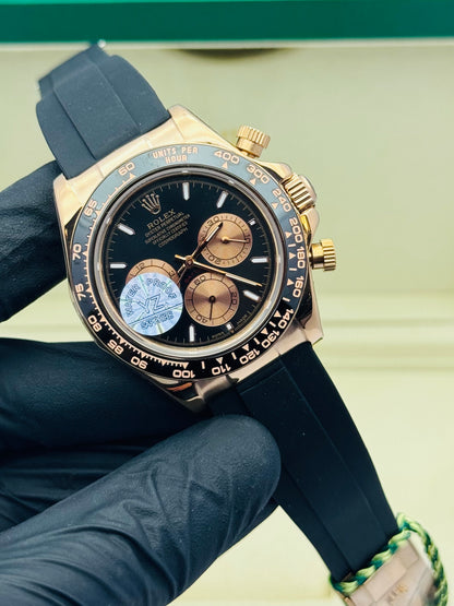 ROLEX DAYTONA RUBBER STRAPS MODEL ROSE GOLD CASE AUTOMATIC