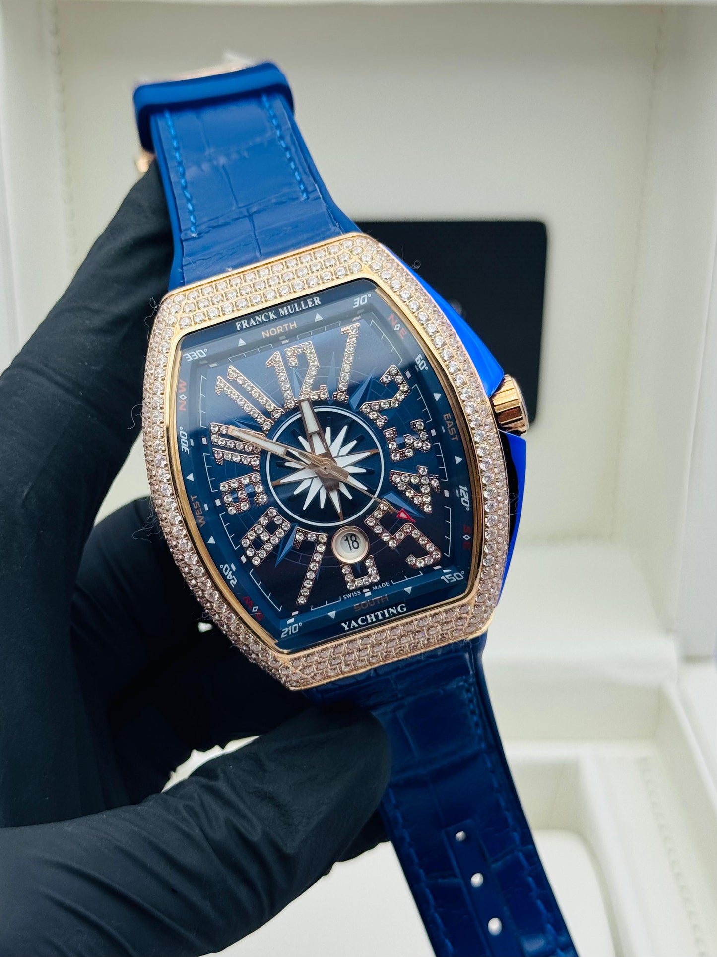 FRANCK MULLER STONES EDITION BLUE WITH ROSE GOLD COLOUR AUTOMATIC