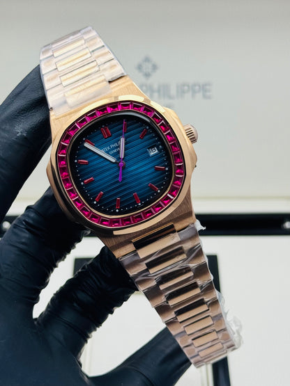 PATEK PHILLIPE RUBY STONES EDITION IN ROSE GOLD CHAIN AUTOMATIC