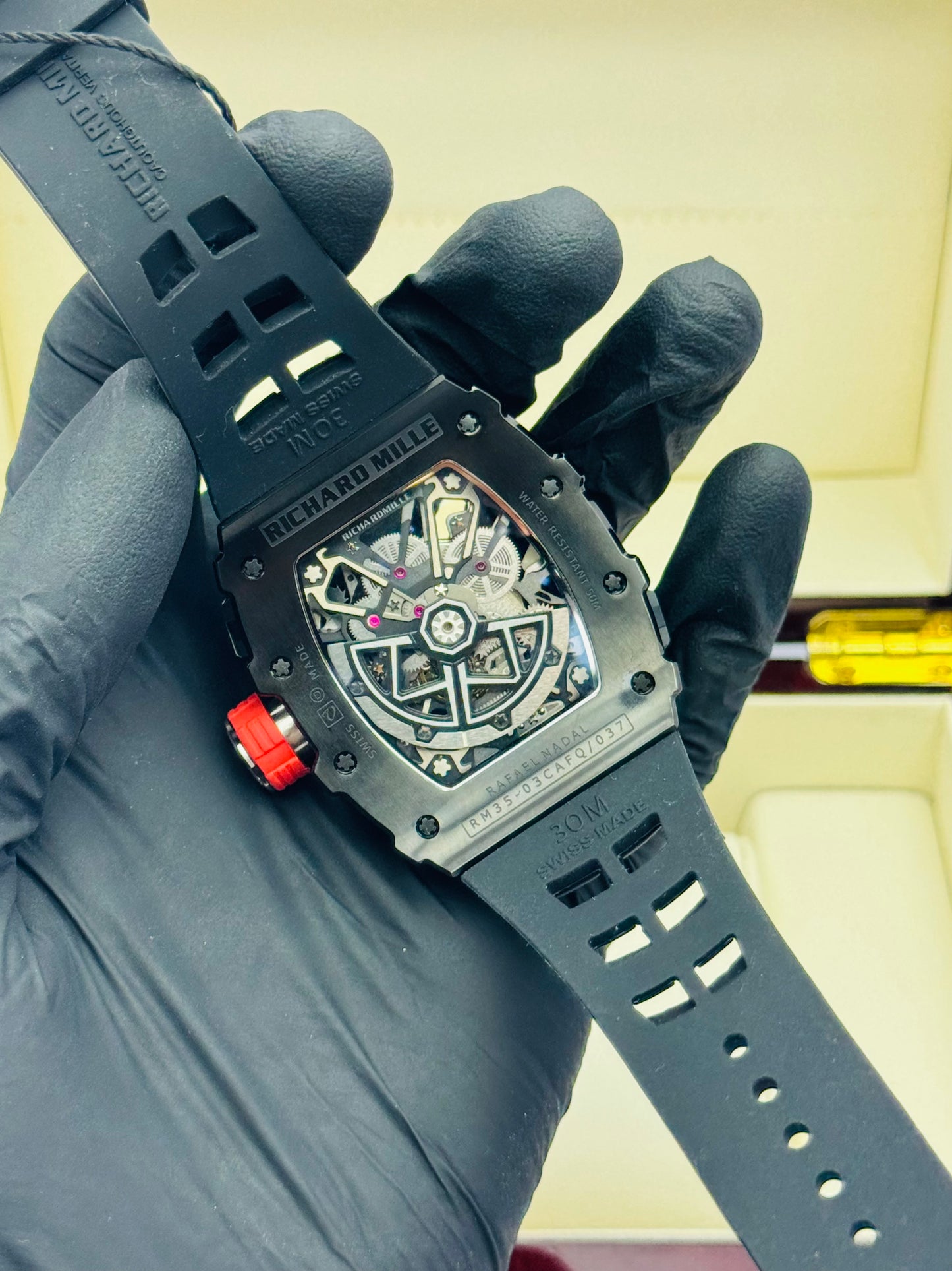 RICHARD MILLE X- PATTERN RED WITH BLACK RAFAEL NADAL EDITION AUTOMATIC.