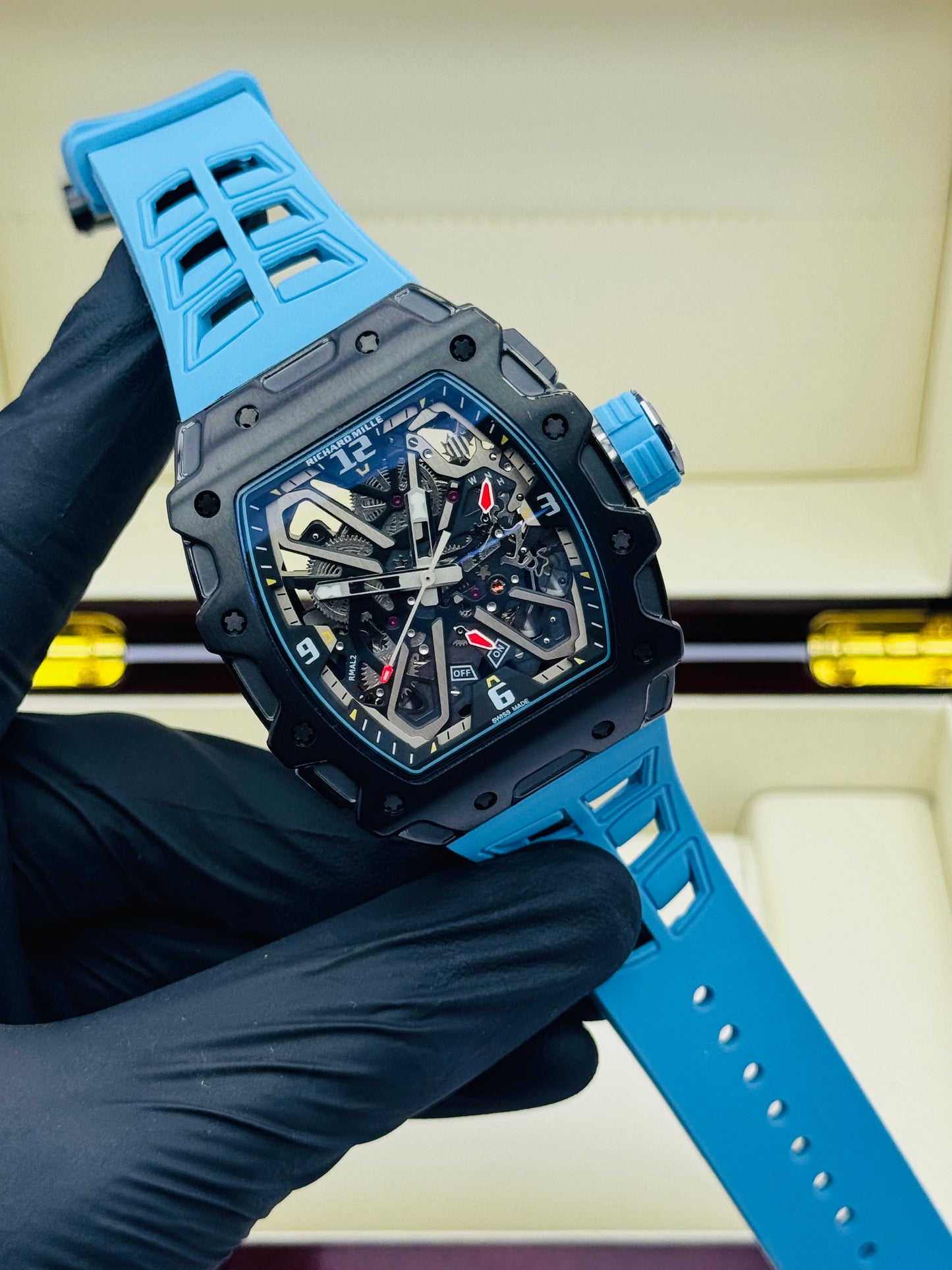 RICHARD MILLE X - PATTERN BLUE WITH BLACK RAFAEL NADAL AUTOMATIC EDITION.