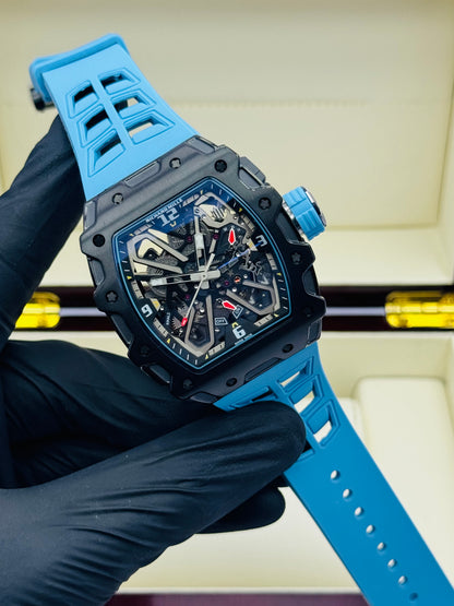 RICHARD MILLE X - PATTERN BLUE WITH BLACK RAFAEL NADAL AUTOMATIC EDITION.