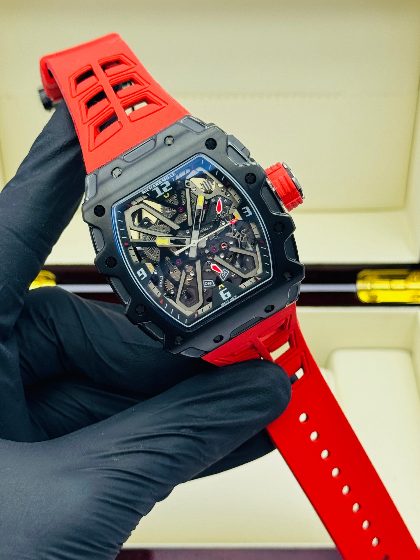 RICHARD MILLE X- PATTERN RED WITH BLACK RAFAEL NADAL EDITION AUTOMATIC.